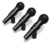 Pack de 3 Microphones Dynamiques Cardioides + Malette et Accessoires - Micro Parfait pour Sono Voix & Instruments